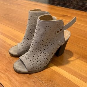 Diba perforated suede booties with heel